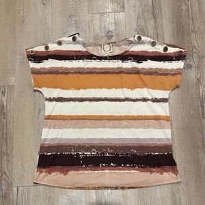 Multicolor Striped Short Sleeve Top